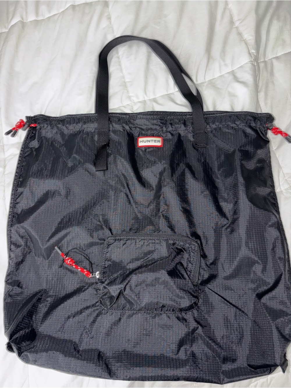Hunter Black Tote with Red Accent Pulls